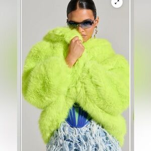 AKIRA Neon Green Teddy Jacket